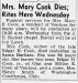 Obituary of Mary Elta Magruder Cook